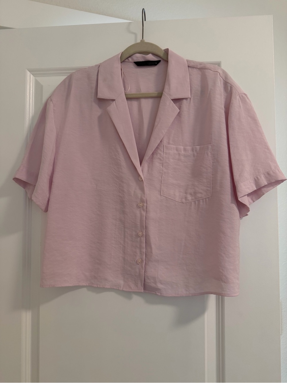 Zara Light Pink Camp Collar Button-Up Shirt